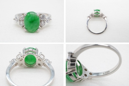 【鑑別付】最高級 天然本翡翠使用 2.193ct ミャンマー産 ヒスイ シルバー 925 12号相当 リング 指輪【VI-13】