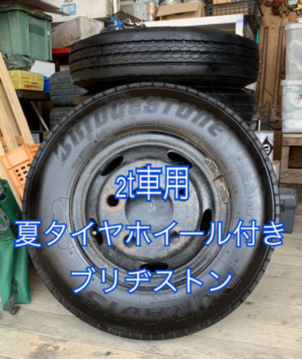 2t車 16年 6本セットバリ物夏タイヤ ホイール付ブリヂストンR205 6.50R16 10PR PCD203.2 5.50x16 ハブ径133mm 5H