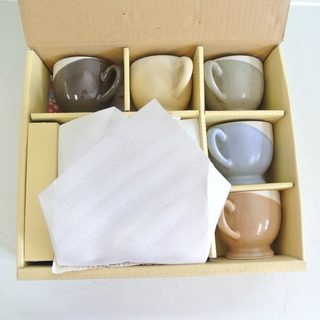 未使用 有田焼 かわいいカップ＆ソーサー 5客セット　暮しの器 コーヒー碗皿揃 釉彩掛分 マイルドな色合い　マグの画像