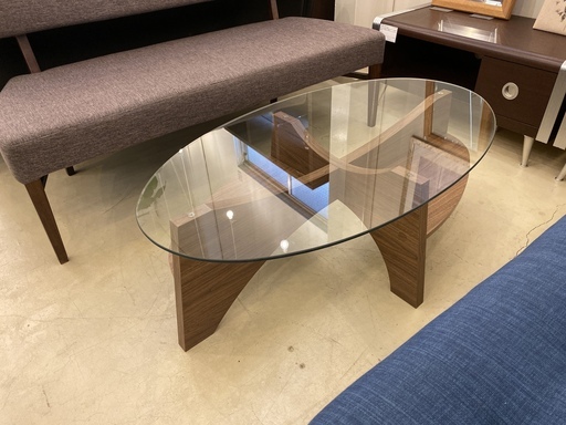 センターテーブル 茶 ガラス天板 中古品