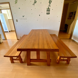 ウッドテーブル イス2脚セット