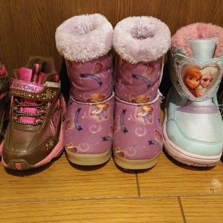 スノーブーツ3足セット　16cm　瞬足・ソフィア・アナ雪