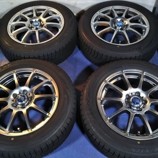 冬用 16インチ 美品 PCD100【富山】ブリヂストン ＶＲＸ 195/60Ｒ16 ウイッシュ イスト アベンシス セリカ プリウス インプレッサ レガシィ 中古/4本 冬用 16インチ 美品 PCD100【富山】ブリヂストン VRX 195/60R16