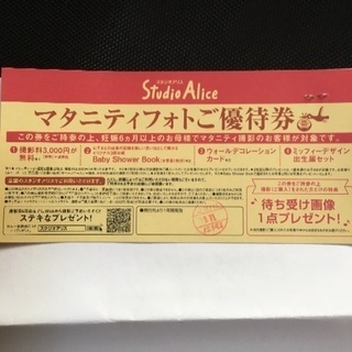 スタジオアリス　マタニティフォトご優待券