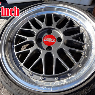 ☆BBS LM風☆ブラックポリッシュ 17×7.5J+42 4Ｈ100 タイヤおまけ■195/40R17■コンパクトカー/旧