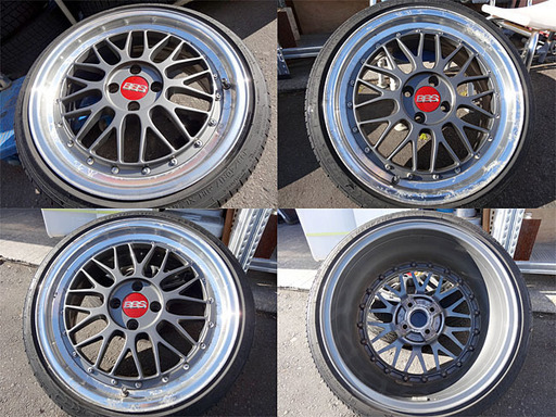 ☆BBS LM風☆ブラックポリッシュ 17×7.5J+42 4Ｈ100 タイヤおまけ■195/40R17■コンパクトカー/旧