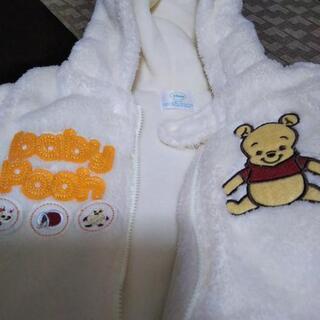 【美品】 ディズニー ｂａｂｙＰｏｏｈ　アウター　おくるみ (50-70cm)  2way カバーオール フード付き アフガンの画像