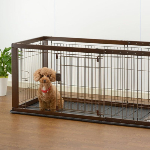 【超美品】木製スライドペットサークルワイド(リッチェル)