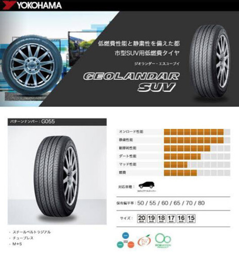 タイヤ 17インチ 純正 YOKOHAMA ジオランダー suv 225/65r17 新車外し