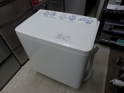 PayPay対応 アクア AQUA 二槽式洗濯機 AQW-N451 2018年製 4.5kg ステンレス槽 白 ホワイト　札幌市西区西野