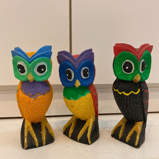 フクロウ 置物 3点セット　バリ