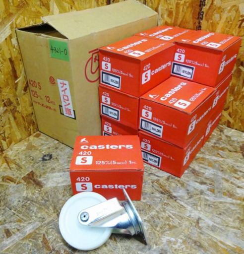 (4321-0) 新品未使用 ナイロン ハンマーキャスター 12個まとめて 元箱付き 直径125mm×幅35mm 5インチ 車輪 台車