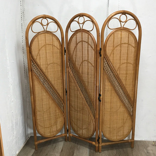 ラタン衝立　3連タイプ　2