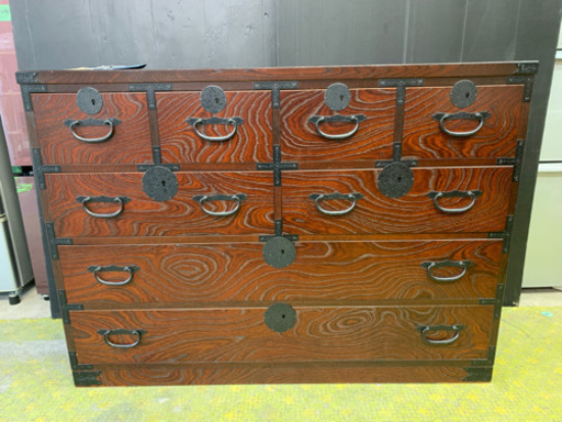 鍵有 青木産業 欅/ケヤキ 江戸 整理箪笥 鉄金具 検索:岩谷堂 直引取