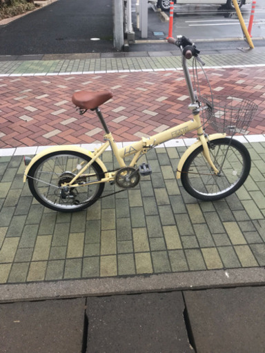 折りたたみ20インチ ６段変速 レモンイエロー