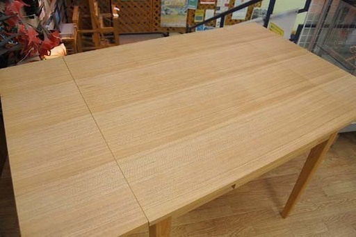 MUJI 無印良品 エクステンションテーブル タモ材 ダイニングテーブル バタフライ 幅85～135㎝ 伸縮式 良品計画☆ PayPay(ペイペイ)決済可能 ☆ 札幌市 清田区 平岡