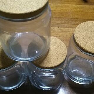 未使用 ガラスポット コルクふた 4個セット