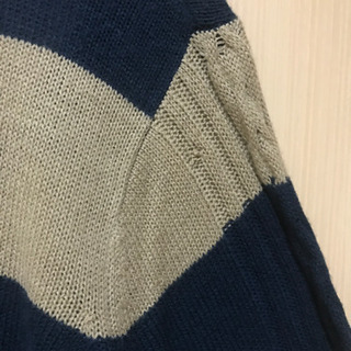 ボーダーカーディガン　ベージュ ×紺の画像