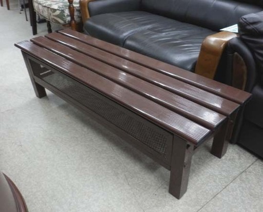 ベンチ アルミ 幅120 収納付き ブラウン ストッカー イス 長椅子 庭 ガーデン 茶 PayPay対応 札幌市西区西野