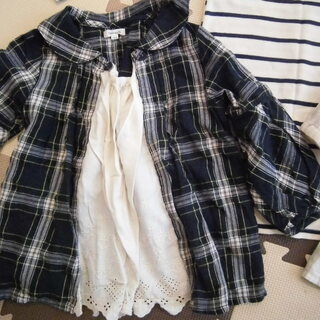 女の子　100センチ　ワンピース＆シャツセット（3枚）（投稿管理番号：20）の画像