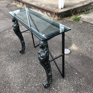 高級ホテル特注！アンティーク風 ガラステーブル ヨーロッパ風 飾り台