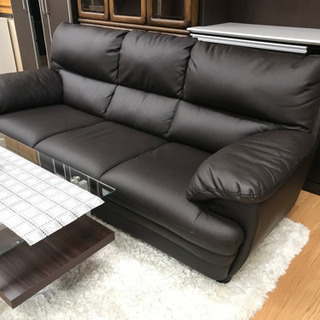 【リサイクルサービス八光　田上店　配達・設置OK】3人掛けダークブラウンソファ
