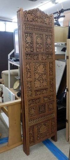 PayPay対応 折りたたみ 4連パーテーション 間仕切り 木製 透かし彫り 幅約150cm パーティション スクリーン 衝立て 札幌