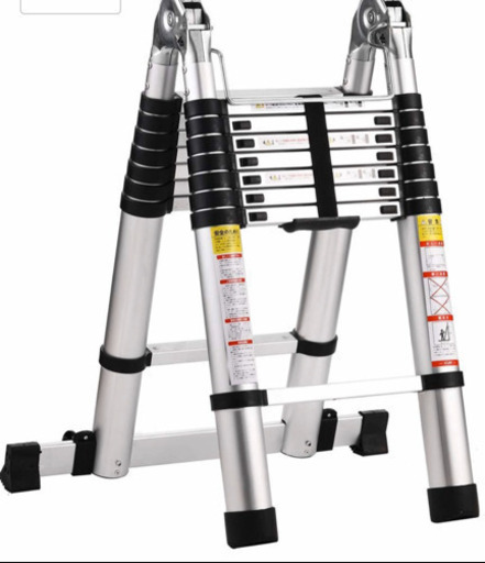 新品 2.5M+2.5M 伸縮脚立とハシゴ両用 5M 持ち運びやすい 伸縮自在 アルミ製 伸縮はしご 兼用 脚立