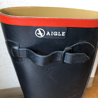 AIGLE エーグル ラバーブーツ レインブーツ 長靴 39 (24～24.5)ネイビー×赤 シャンタベルの画像