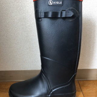 AIGLE エーグル ラバーブーツ レインブーツ 長靴 39 (24～24.5)ネイビー×赤 シャンタベルの画像