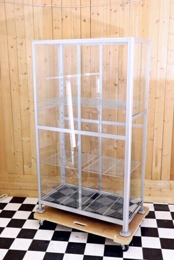 商談中・・・　 岐阜　直接引き取り限定　室内用温室　850×440×1500　４面　ガラス　ショーケース　引き戸　棚