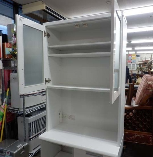 PayPay対応 レンジボード 2枚扉 ニトリ/nitori ホワイト 食器棚 キッチンボード 札幌市西区西野