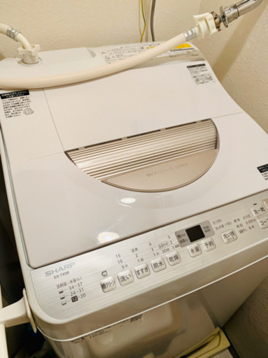 【美品】Sharp 縦型洗濯乾燥機 上開き 洗濯5.5kg/乾燥3.5kg × 1 ES-TX5B-N(ゴールド)
