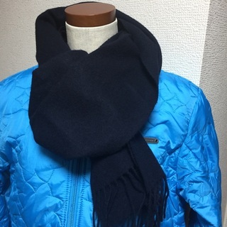 UNIQLO ユニクロ 紺 ネイビー カシミア100% フリンジ...