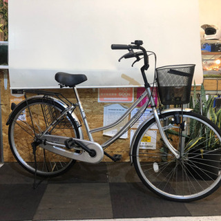 26インチ  ママチャリ　自転車　シルバー