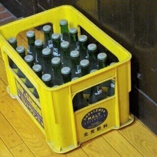 【ありがとうございました】 昭和レトロ HOP＆LEMON モルトサウンド 北光飲料 ガラス瓶24本未開封品 プラケース セット　古道具の画像