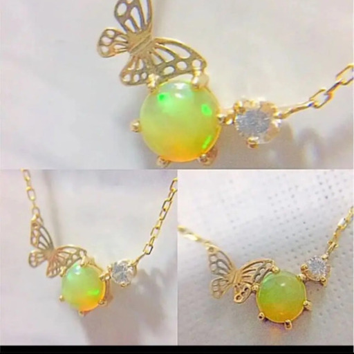 （美品）ジュエリーツツミ k10 バタフライ&オパール ネックレス✨YG