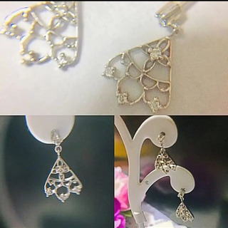 美品）ヴァンドーム アオヤマ k10 透かしデザイン ピアス