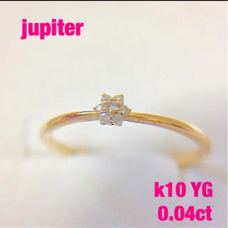 （美品）jupiter   k10 ダイヤモンド フラワー＆パヴ...