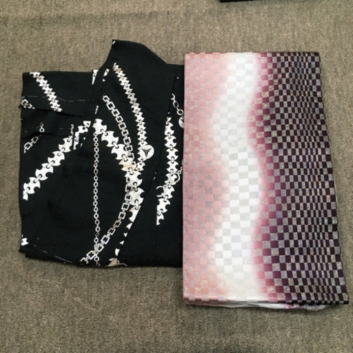 【試着のみ】着物　帯セット　V系、ロック、ドクロが好きな人に！