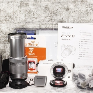 極上美品＆スマホ転送★自撮り＆手振れ補正オリンパス E-PL6 望遠レンズセットの画像