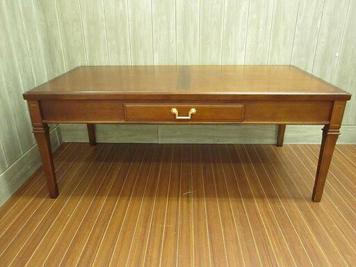 ss0552　マルニ　センターテーブル　地中海シリーズ　ブラウン　幅112cm  maruni　ローテーブル　座卓　天然木　木製　引き出し付き  リビングテーブル　アンティーク　レトロ　インテリア