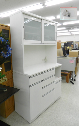 ニトリ/NITORI キッチンボード ホワイト/白 エナメル レンジボード キッチン収納 食器棚 コンセント付き ☆ PayPay(ペイペイ)決済可能 ☆ 札幌市 北区 屯田