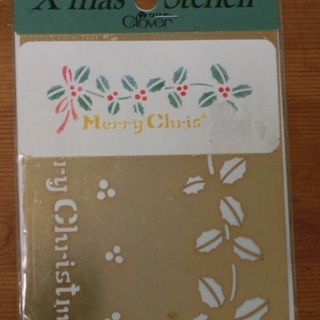 クリスマス柄ステンシルプレート　ステンシルブラシ　セット　未使用品の画像