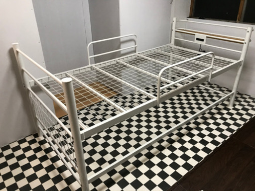 【リサイクルサービス八光　田上店　配達・設置OK】ホワイト　シングルベッド　