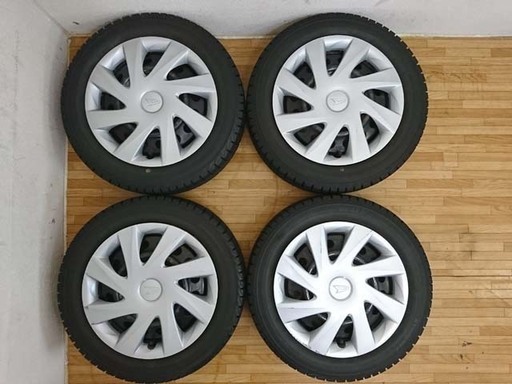 鉄ホイール ダイハツキャップ付 ヨコハマ スタッドレスタイヤ155/65R14⑯ iceGUARD タイヤホイール4本 155/65R14 14×4.5J 100-4H ハブ54Φ 