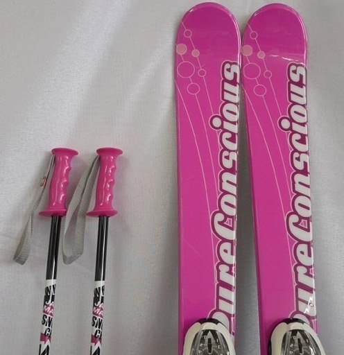 19Y0419 6S6 スキー Pure Conscious 120cm ビンディング MARKER ストック CHILD 95cm　中古