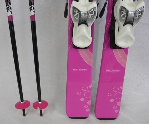 19Y0419 6S6 スキー Pure Conscious 120cm ビンディング MARKER ストック CHILD 95cm　中古