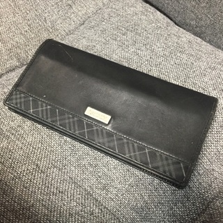 Burberry バーバリー ブラックレーベル メンズ 黒レザー 長財布 LVブラザ型