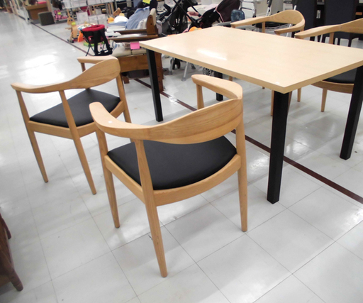 ダニングセット 4人掛け 幅150×奥行80×高さ70cm ゆったりサイズ 椅子4脚 アームチェア 苫小牧西店